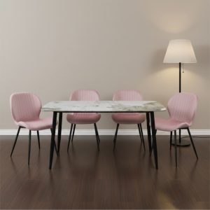 Set Masa fixa Atlas Marble Figure cu 4 scaune Opal Roz
