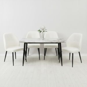 Set Masa fixa Atlas Marble Figure cu 4 scaune Velto Crem