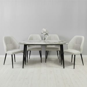 Set Masa fixa Atlas Marble Figure cu 4 scaune Velto Gri Deschis