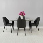 Set Masa fixa Atlas Marble Figure cu 4 scaune Velto Negru