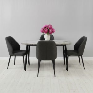 Set Masa fixa Atlas Marble Figure cu 4 scaune Velto Negru