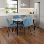 Set Masa fixa Atlas Marble Gri cu 4 scaune Opal Blue