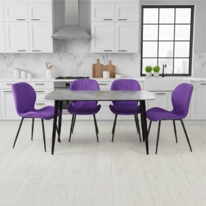 Set Masa fixa Atlas Marble Gri cu 4 scaune Opal Mov