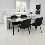 Set Masa fixa Atlas Marble Gri cu 4 scaune Opal Negru