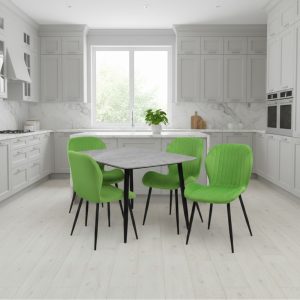 Set Masa fixa Atlas Marble Gri cu 4 scaune Opal Olive