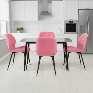 Set Masa fixa Atlas Marble Gri cu 4 scaune Opal Roz 2