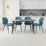 Set Masa fixa Atlas Marble Gri cu 4 scaune Opal Turcoaz