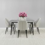Set Masa fixa Atlas Marble Gri cu 4 scaune Velto Gri Deschis