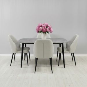 Set Masa fixa Atlas Marble Gri cu 4 scaune Velto Gri Deschis