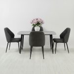 Set Masa fixa Atlas Marble Gri cu 4 scaune Velto Negru