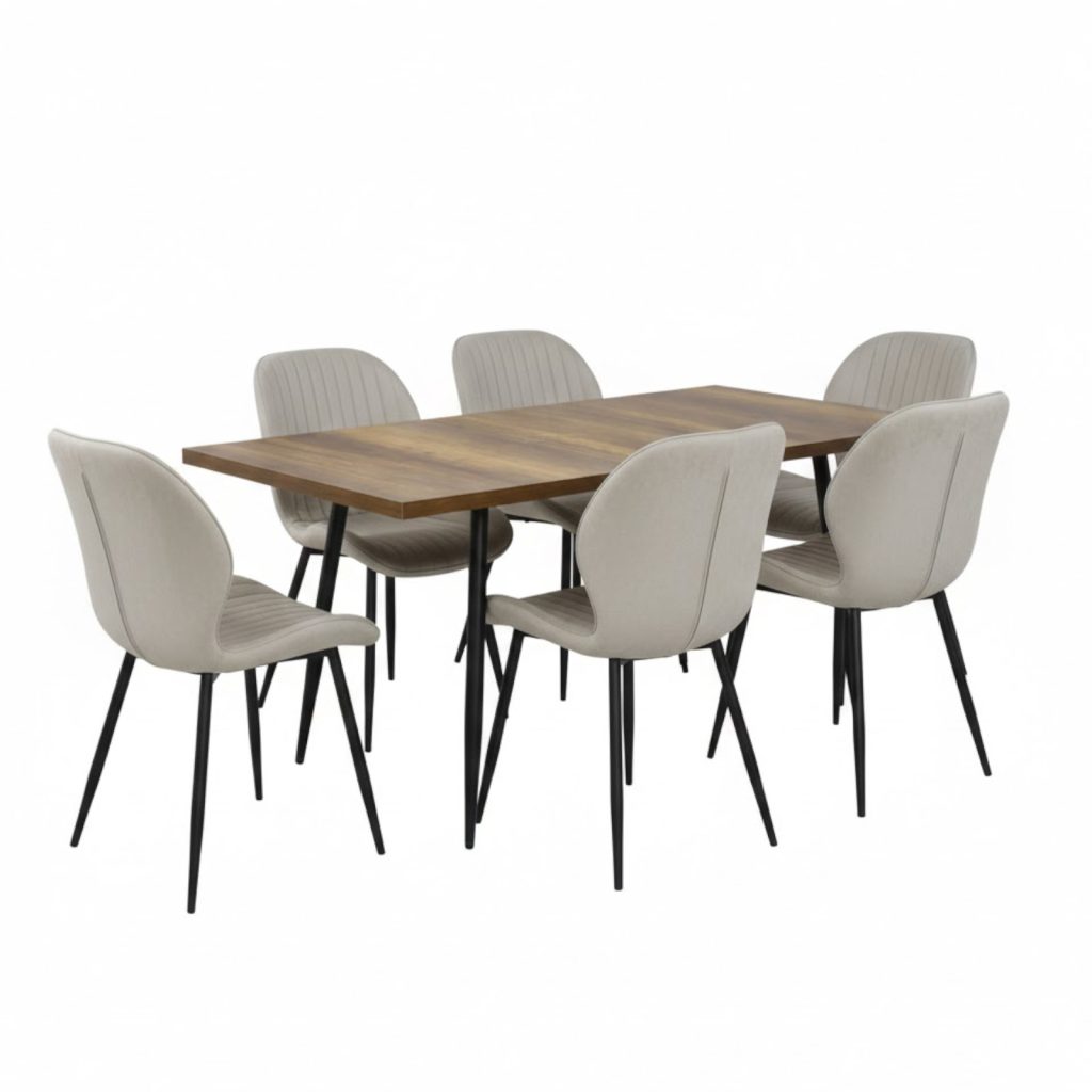 Set masa extensibila Lisabona Nuc cu 6 Scaune Opal Capucino1