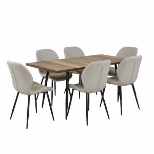 Set masa extensibila Lisabona Nuc cu 6 Scaune Opal Capucino1