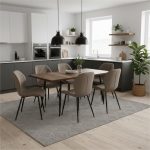 Set masa extensibila Lisabona Nuc cu 6 Scaune Opal Maro