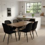 Set masa extensibila Lisabona Nuc cu 6 Scaune Opal Negru