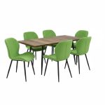 Set masa extensibila Lisabona Nuc cu 6 Scaune Opal Olive1