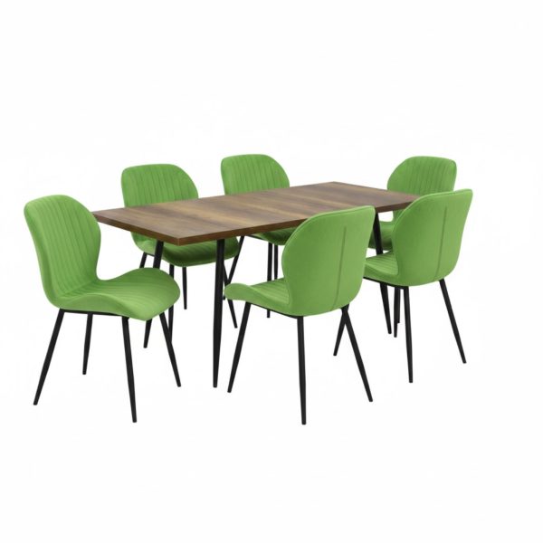 Set masa extensibila Lisabona Nuc cu 6 Scaune Opal Olive1
