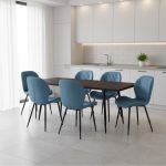 Set masa extensibila Lisabona Wenge cu 6 Scaune Opal Blue