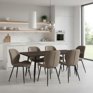 Set masa extensibila Lisabona Wenge cu 6 Scaune Opal Maro