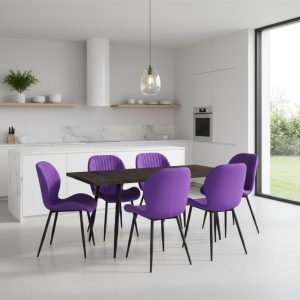 Set masa extensibila Lisabona Wenge cu 6 Scaune Opal Mov