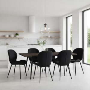 Set masa extensibila Lisabona Wenge cu 6 Scaune Opal Negru