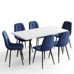 Set masa extensibila Lisabona Alba cu 6 Scaune Gya Albastru1