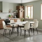 Set masa extensibila Lisabona Alba cu 6 Scaune Gya Crem