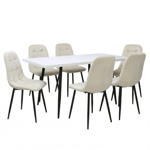 Set masa extensibila Lisabona Alba cu 6 Scaune Gya Crem1