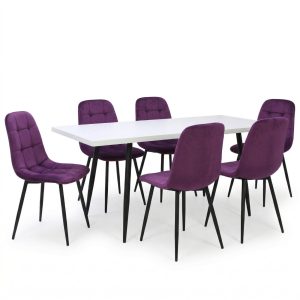 Set masa extensibila Lisabona Alba cu 6 Scaune Gya Mov1