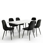 Set masa extensibila Lisabona Alba cu 6 Scaune Gya Negru1