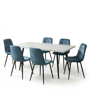 Set masa extensibila Lisabona Alba cu 6 Scaune Gya Turcoaz1