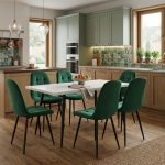 Set masa extensibila Lisabona Alba cu 6 Scaune Gya Verde