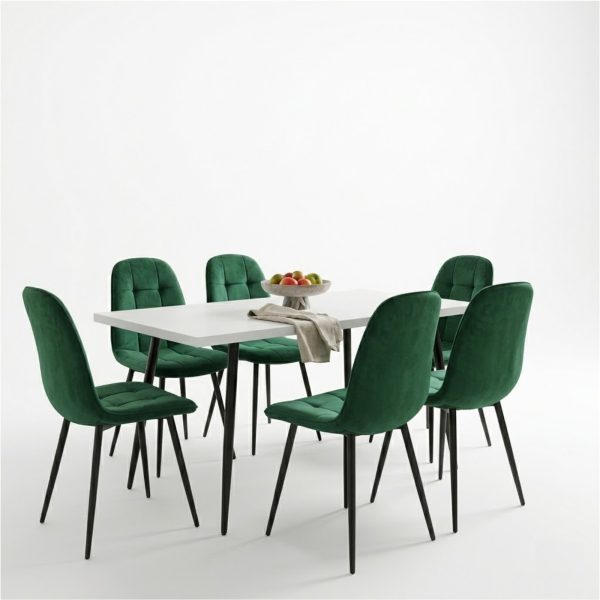 Set masa extensibila Lisabona Alba cu 6 Scaune Gya Verde1
