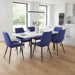 Set masa extensibila Lisabona Alba cu 6 Scaune Oix Albastru