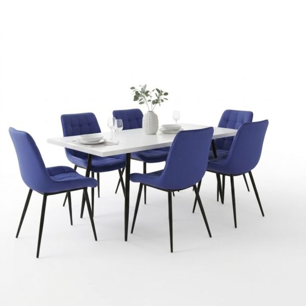 Set masa extensibila Lisabona Alba cu 6 Scaune Oix Albastru1