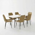 Set masa extensibila Lisabona Alba cu 6 Scaune Oix Bej1