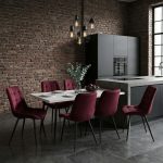 Set masa extensibila Lisabona Alba cu 6 Scaune Oix Bordo