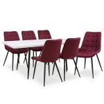 Set masa extensibila Lisabona Alba cu 6 Scaune Oix Bordo1