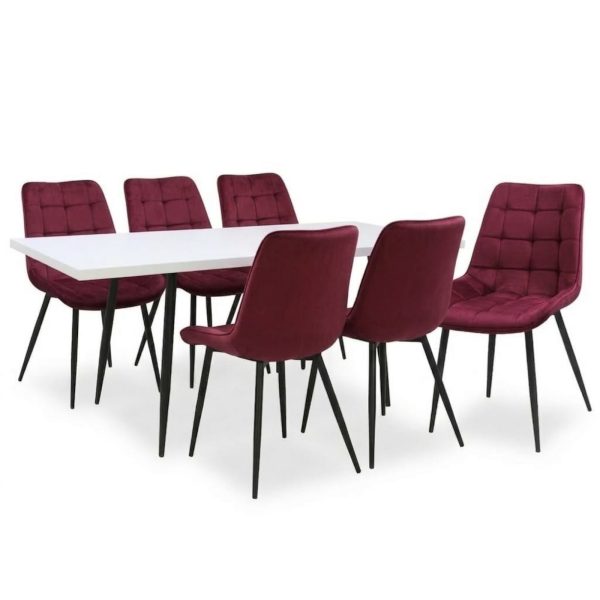 Set masa extensibila Lisabona Alba cu 6 Scaune Oix Bordo1
