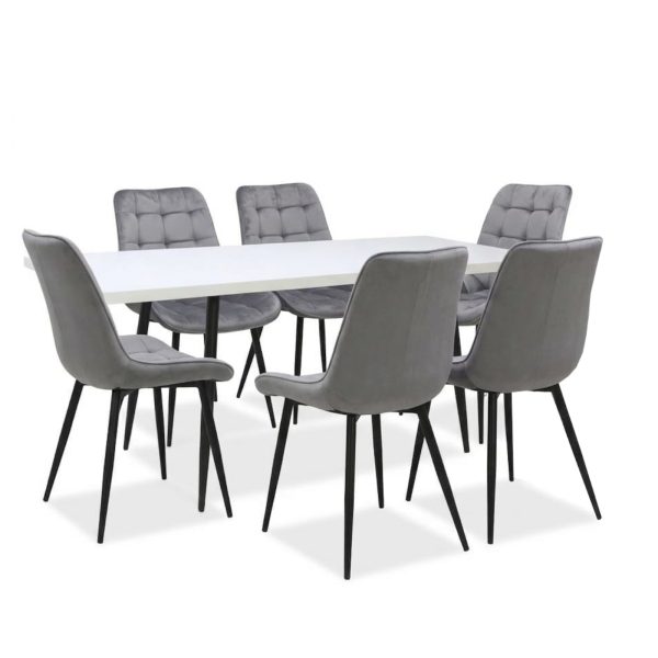 Set masa extensibila Lisabona Alba cu 6 Scaune Oix Gri1