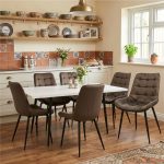 Set masa extensibila Lisabona Alba cu 6 Scaune Oix Maro