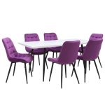 Set masa extensibila Lisabona Alba cu 6 Scaune Onix Mov1