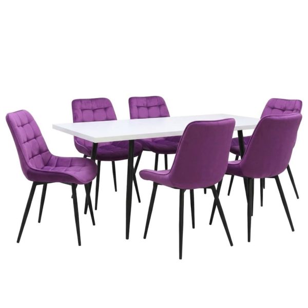 Set masa extensibila Lisabona Alba cu 6 Scaune Onix Mov1