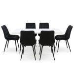 Set masa extensibila Lisabona Alba cu 6 Scaune Onix Negru1