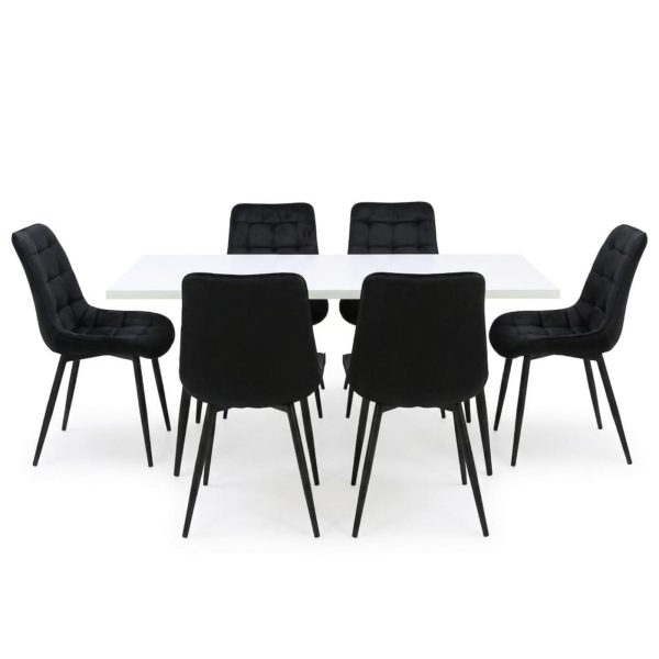 Set masa extensibila Lisabona Alba cu 6 Scaune Onix Negru1