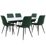 Set masa extensibila Lisabona Alba cu 6 Scaune Onix Verde Inchis1