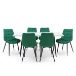 Set masa extensibila Lisabona Alba cu 6 Scaune Onix Verde1