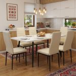 Set masa extensibila Lisabona Alba cu 6 Scaune Oscar Crem