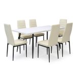 Set masa extensibila Lisabona Alba cu 6 Scaune Oscar Crem1