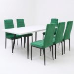 Set masa extensibila Lisabona Alba cu 6 Scaune Oscar Verde1