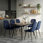 Set masa extensibila Lisabona Negru Marmorat cu 6 Scaune Gya Albastru
